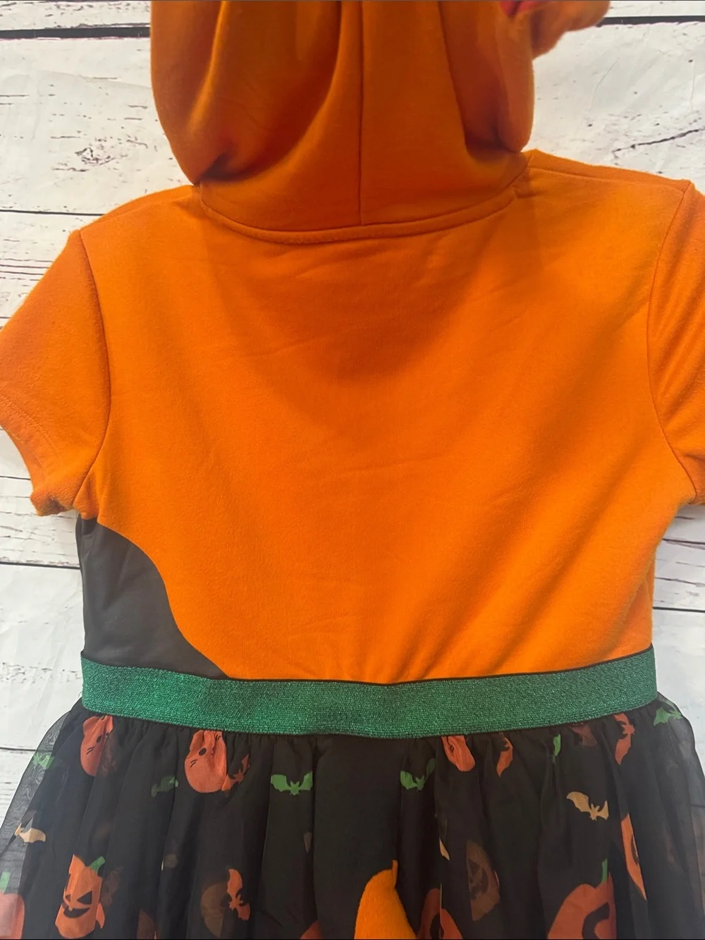VGUC Squishmallows Cam the Cat Halloween Pumpkin Tulle Hooded Dress, Girls Sz L
